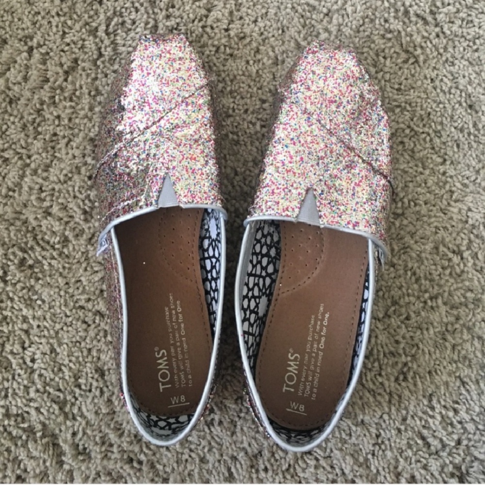 TOMS multicolored glitter size 8